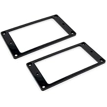 Black Humbucker Pickup Mounting Ring for Import Guitars 1/8 Inch 89mm x 45mm x 3mm 2-pack Flat Bottom HR3300F-BLK
