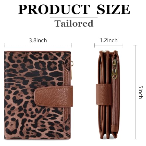 Image of Airkit Small Wallet Women RFID Blocking Soft Leather Bifold Compact Card Holder Wallet for Women with Zipper Coin Pocket 4 ID Window