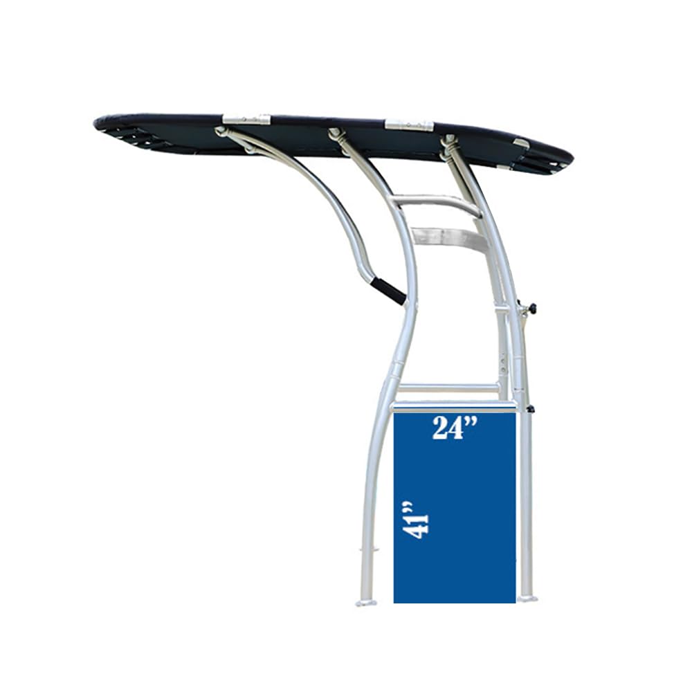 Dolphin T TopsDolphin PRO3 T-TOP, Extreme Heavy Duty, Anodized Frame, Black Canopy-Integrated Front and Rear Vertical Brace Stand-Offs,Grab Bar,Canopy 82in Long x 61in Wide
