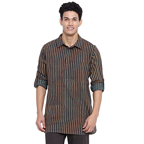 Fabindia Men Cotton Printed Slim Fit 2Pc Set Green_L
