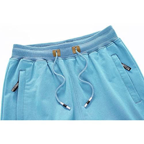 Lepoar Mens 3/4 Running Shorts Below Knee Athletic Casual Jogger Pants Capri Sweatpants Workout，Carolina Blue-42 #TOP3