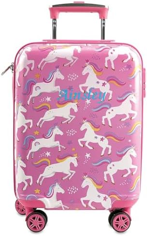 Lillian Vernon Unicorn Personalized Hard Shell Rolling Luggage fo...