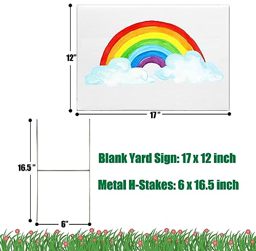 Blank Yard Signs with Stakes, 4 Pack 17 x 12 inches White Plastic Custom Yard Sign for Outside Birthday, Garage Sale Signs, Rent, Guidepost Decorations, Blank Lawn Signs With Stakes - Thumbnail 2