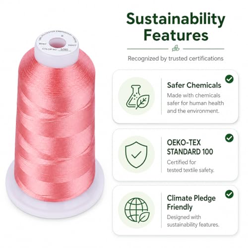 Image of Simthread 5000M 40WT Polyester Embroidery Thread, Light Coral Pink S089 | 5000M 40WT polyester thread feeds smoothly for machine embroidery, monograms, logos, patches and quilting.