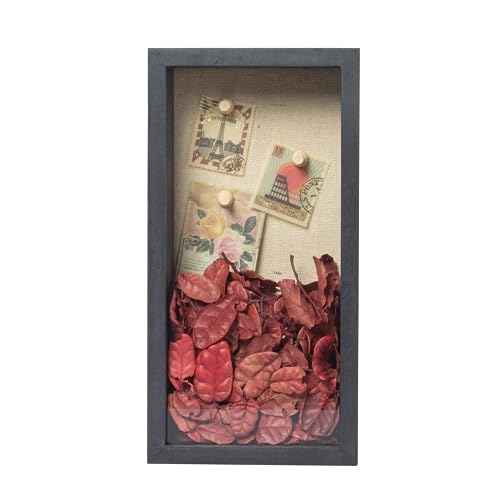 Image of Shadow Box Frame 5x10 Shadow Box Display Case with Linen Back of Awards Memorabilia Flower, Pictures, Keepsakes、Bouquet、Medals and More Photos Memory Box Long Skinny Black