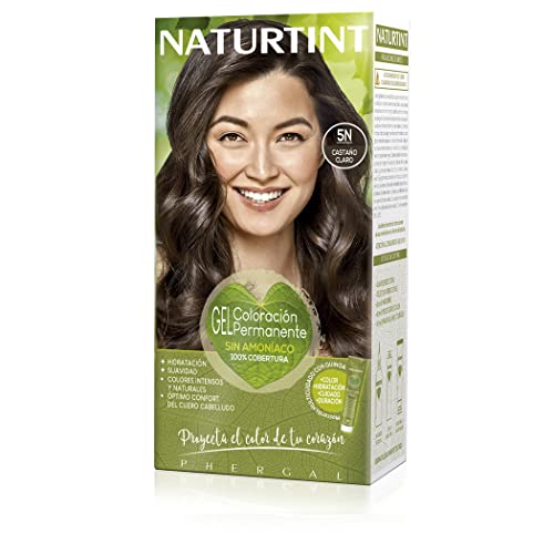 NATURTINT Biobased, Coloración sin amoniaco, 5N Castaño Claro, 100% cobertura de canas, Ingredientes vegetales, Color natural y duradero, 170 ml