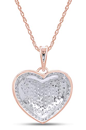 Jewel Zone Us 0.15 Ct Natural Diamond Micro Pave Set Heart Pendant Necklace 14K Solid Yellow Gold #TOP2
