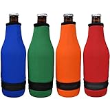 TahoeBay Beer Bottle Sleeves - Easy Zipper Bottom - Neoprene Insulated Cooler Covers Fit Standard 12oz Long Neck Bottles Enclosed Bottom (Multicolor, 4-Pack)