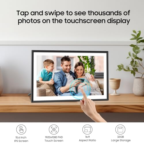 ApoloSign Nixplay Digital Photo Frame, 15.6" Large WiFi Digital Photo Frame, Easy to Share Photos and Videos via Nixplay App, FHD IPS Touchscreen