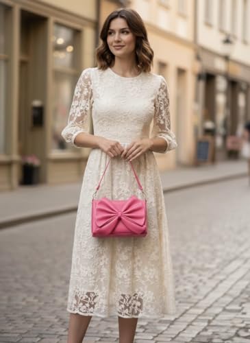 Image of Women's Bow Crossbody Bag - Shoulder Purse & Sling Handbag - Multi-Pocket Partitioned Side Bag with Adjustable Strap for Party, Wedding & Casual