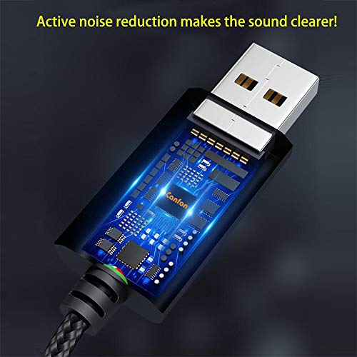 Canfon Usb To 3.5Mm Headphone And Microphone Jack Audio Adapter With 3.5Mm Combo Aux Stereo Converter For Headset Mac Ps4 Pc Laptop Desktops External Sound Card Audio For Windows (20Cm, Black) #TOP5