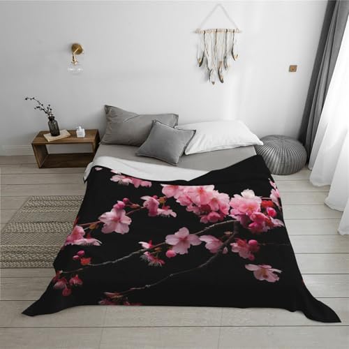 Couverture flanelle fleurs de cerisier haut de gamme jeté de lit luxueux