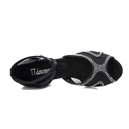 Image of TTdancewear Rhinestones Ballroom Dance Shoes Women Latin Salsa Bachata Performance Dance Shoes Suede Sole