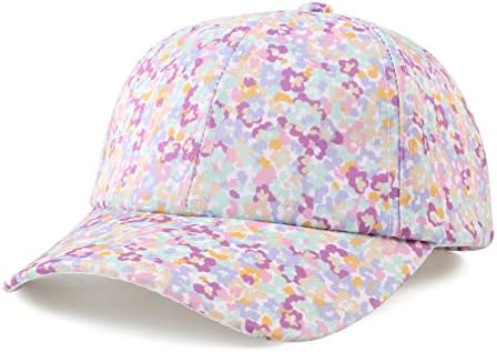 Girls Baseball Cap Kids Cute Sun Hat Adjustable Trucker Hats Toddler Rainbow Unicorn Ponytail Caps Spring Summer (Light Floral, 4-8 Years)