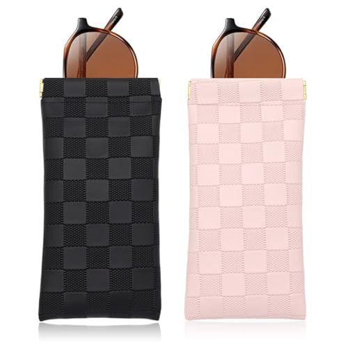 WKRTDY - WKRTDY 2 pcs Étui souple en cuir pour lunettes, set de deux pièces portable pour voyage, Pochette en PU mince pour protéger vos lunettes de soleil ou de vue, Étuis pratiques pour femme