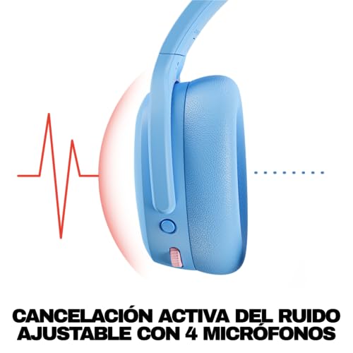 Image of Skullcandy Crusher ANC 2 Wireless Over-Ear Bluetooth Headphones with Extra USB-C Charging Cable, Multi-Sensory Bass, Active Noise Cancelling, 60 Hours Battery, Microphone iPhone Android - Preppy Blue