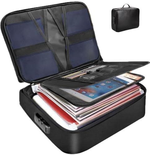 Image of Fireproof Document Bag, Large Size with 2000F Heat Insulated Color: Black | Waterproof, 3 digit Lock, Money Bag, Document Safe, Office Briefcase