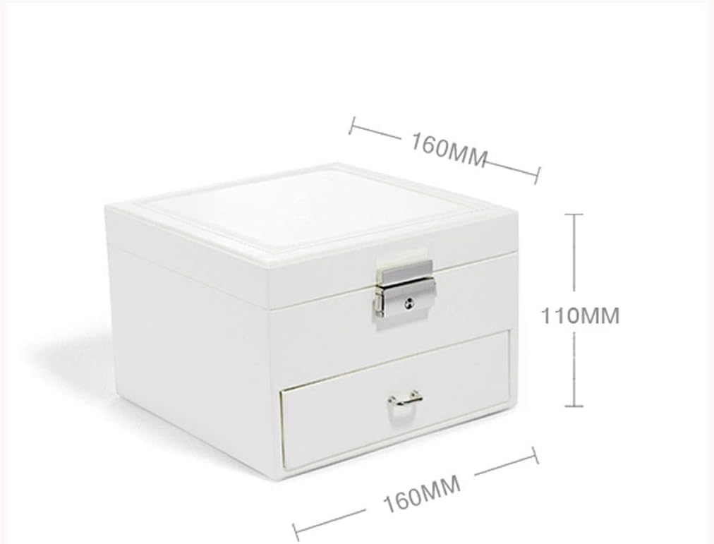 Jewelry Storage Box with Large Mirror, 2 Layers & Lock – Elegant Jewelry Organizer with Removable Mirror, Soft Lining, and Key Lock for Necklaces, Rings, Earrings – Available in White, Black, Red