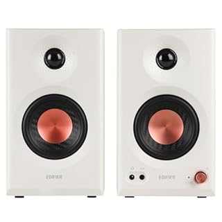 Edifier MR3 Powered Studio Monitor Speakers, Hi-Res Audio Certified Bluetooth V5.4 Active Bookshelf Loudspeakers, 2.0 Computer Speaker with Headphone Output RCA AUX Balanced TRS Input (White)