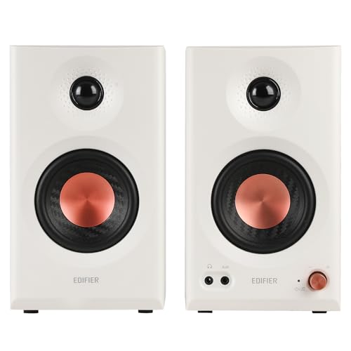 Edifier MR3 Powered Studio Monitor Speakers, Hi-Res Audio Certified Bluetooth V5.4 Active Bookshelf Loudspeakers, 2.0 Computer Speaker with Headphone Output RCA AUX Balanced TRS Input (White) - Image 3