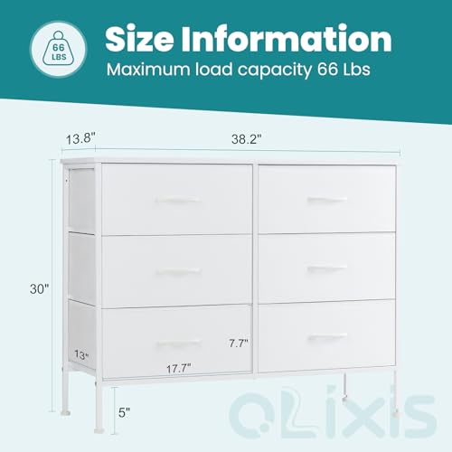 Image of OLIXIS 6 Drawers Storage Organizers Units, Closet Organizers and Storage for Clothes, Fabric Storage Drawer TV Stand for Living Room, Chest of Dresser in 31.5 inch D x 11.8 inch W x 31.5 inch H, White