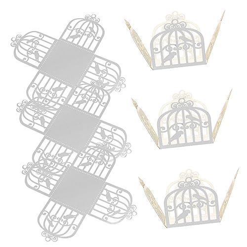 COLLBATH 50Pcs Hollow Out Chocolate Cups Wedding Candy Boxes with Lace Design for Bridal Shower and Party Decorations Elegant Love Birds Theme