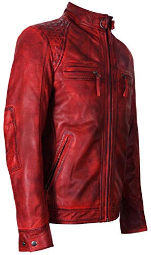Infinity Leather Veste Homme Rouge Rétro Matelassée En Cuir Véritable 5XL – vue 2