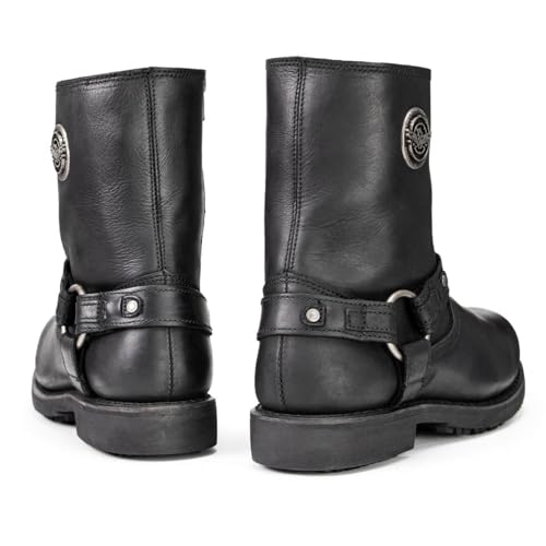 Image of Milwaukee Leather Men's Distressed Gray Leather 11-inch Classic Harness Square Toe Motorcycle Boots MBM9006 | Premium Material, Square Toe, Rider Ready, Durable Everyday Wear