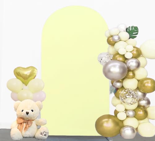 JFDYDM Two-Sided Yellow 7.2FT Wedding Arch Cover, Yellow Spandex Arch Backdrop Cover for Party, Yellow 7.2 FT Arch Backdrop Cover, Chiara Backdrop Cover for Wedding Birthday Party Decor