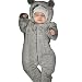TTMall Abrigo con capucha de forro polar para bebé, mono de , mono con orejas para bebé, para niña y niño, para niños y mono Mono Auricular Cable (Grey, 6-12 Months)