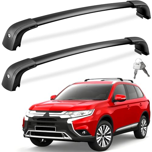 FengYu Lockable Roof Rack Cross Bars 220lb Compatible with Mitsubishi Outlander 2014-2021, Heavy Duty Aluminum Roof Rails Crossbars Cargo Bars Rooftop Black Carrier Luggage