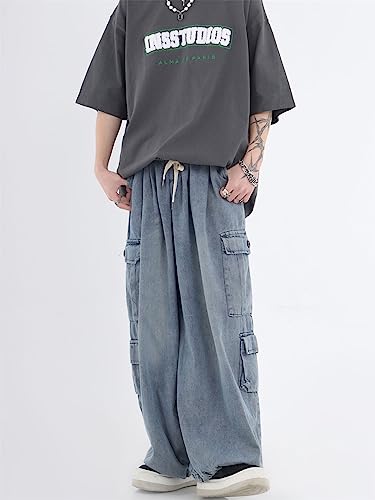 Y2K Grunge Baggy Clothes Emo Goth Cargo Pant with Pockets Fairycore Acubi Jeans Hiphop Alt Demin Tripp Streetwear3