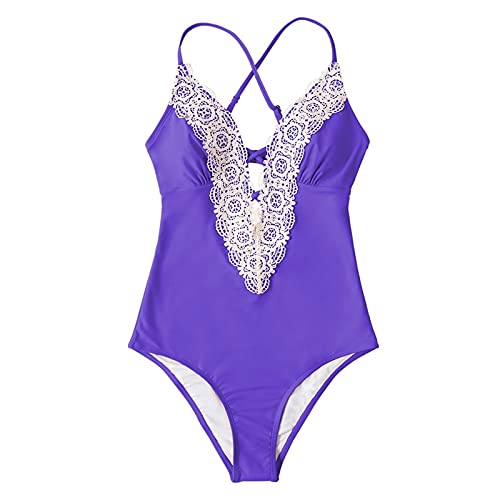 Maillot de bain une pièce rétro avec dentelle et décolleté V plongeant style vintage Sunywear