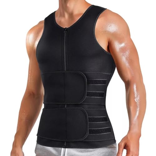 ZKGYUS Camiseta Sauna Sudoración Neopreno T Shirt, Faja Hombre, Neopreno Camiseta Reductora Compresion de Sauna Sudoración, Camiseta Neopreno Hombre