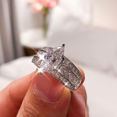 White Gold Plated White Horse Eye Cubic Zirconia Engagement Rings Wedding Bridal Band Promise Rings Evening Parties Anniversary Valentine's Day Gifts Eternity Bands for Women3