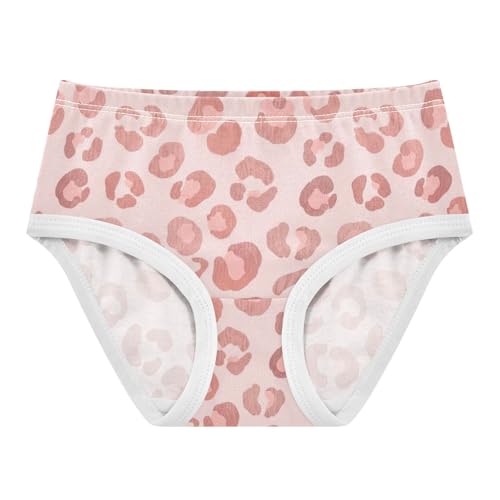 Toddler Girl Briefs, Leopard Spots Pastel Pink Cotton Underwear for Girls, 2–8 Years