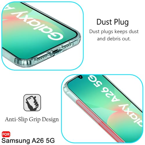 Image of TheGiftKart Back Cover Soft Case for Samsung Galaxy A26 5G | Best Camera Protection | Inbuilt Dust Plugs & Anti-Slip Grip | Ultra Clear Slim Back Cover Case for Samsung A26 5G (Silicone, Transparent)