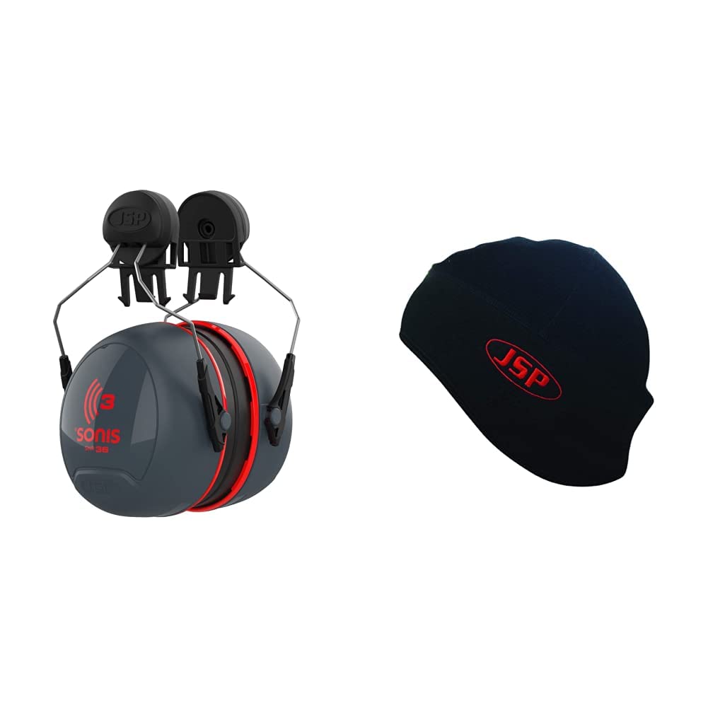 JSP Sonis 3 Helmet Mounted Ear Defenders - SNR 36 - (AEB040-0C1-A00), One size & Surefit Thermal Helmet Liner - Medium/Large (AHV002-301-100)