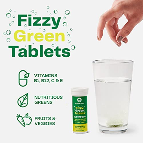 Amazing Grass Fizzy Green Tablets Superfood Lemon Lime: Green Superfood Water Flavoring Tablet With Antioxidants & Alkalizing Greens, 60 Count (Packaging May Vary) #TOP3