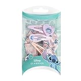 Pack de 4 Horquillas y 1 Coletero de Tela de Stitch - Color Rosa y Lila - Elaboradas con Materiales Resistentes - Estampado Inspirado en Stitch - Producto Original Diseñado en España