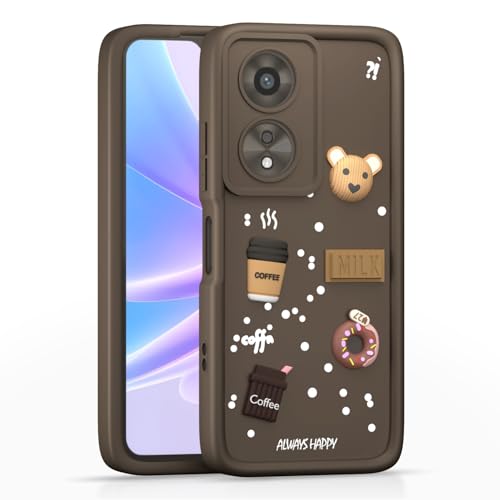 Image of Pikkme Back Cover for Oppo A38 4G / Oppo A18 4G | Cute Fun Cartoon 3D Bear Silicone Full Body Protection Bumper Cover (Brown)