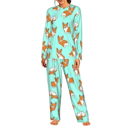 Pyjama corgi femme anti-serrage ensemble de nuit élastique pour peau sensible