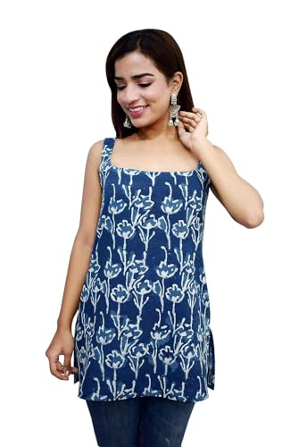 Image of JAIPUR HAND BLOCK Sleeveless Broad Neck Kurti Top S22SF