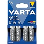 VARTA Batterien AA, 4 Stück, Ultra Lithium, 1,5V, ideal für Digitalkamera, Spielzeug, GPS Geräte, Sport- & Outdoor-Einsätze