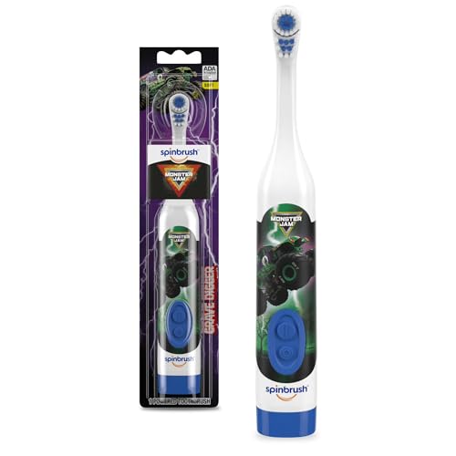 Spinbrush Monster Jam Grave Digger Battery Powered Electric Toothbrush for Children Ages 3+ with AA Battery Soft Head Bristles