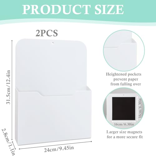 2 Stück Magnetischer Aktenhalter, A4 Dokumentenhalter Bürobedarf Aufbewahrung Magnetischer Stiftehalter Magnetischer Papierhalter Dokumentenhalter für Whiteboards, Kühlschrank, Zuhause (Weiß)