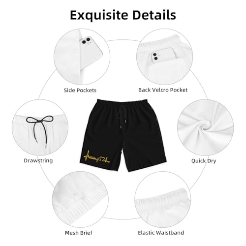 Funny School Bus Driver Black Love Men's Quick-Dry Board Shorts 7" - Swim Trunks Summer Hawaii Beach4
