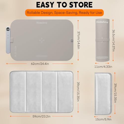 Homelove Warming Mat for Food - Waterproof Food Warmer for Buffets, Parties | Dishwasher-Friendly, 24.4"x14.6", 7 Temps & 6H Timer, Roll up Silicone, Heat-Resistant Pad, Full Surface Heating Countertop - image 7