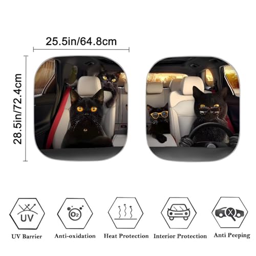 Image of Fashion Cats Car Sun Shade for Windshield Foldable Sunshade Front Window Cover Sun Visor Heat and UV Rays That Keeps Vehicle Cool Universal Vehicle Accessories 28.5 x 25.5 inches