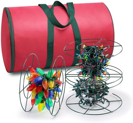 Christmas Light Storage Reels - 3 Metal Spools with Durable Oxfor...